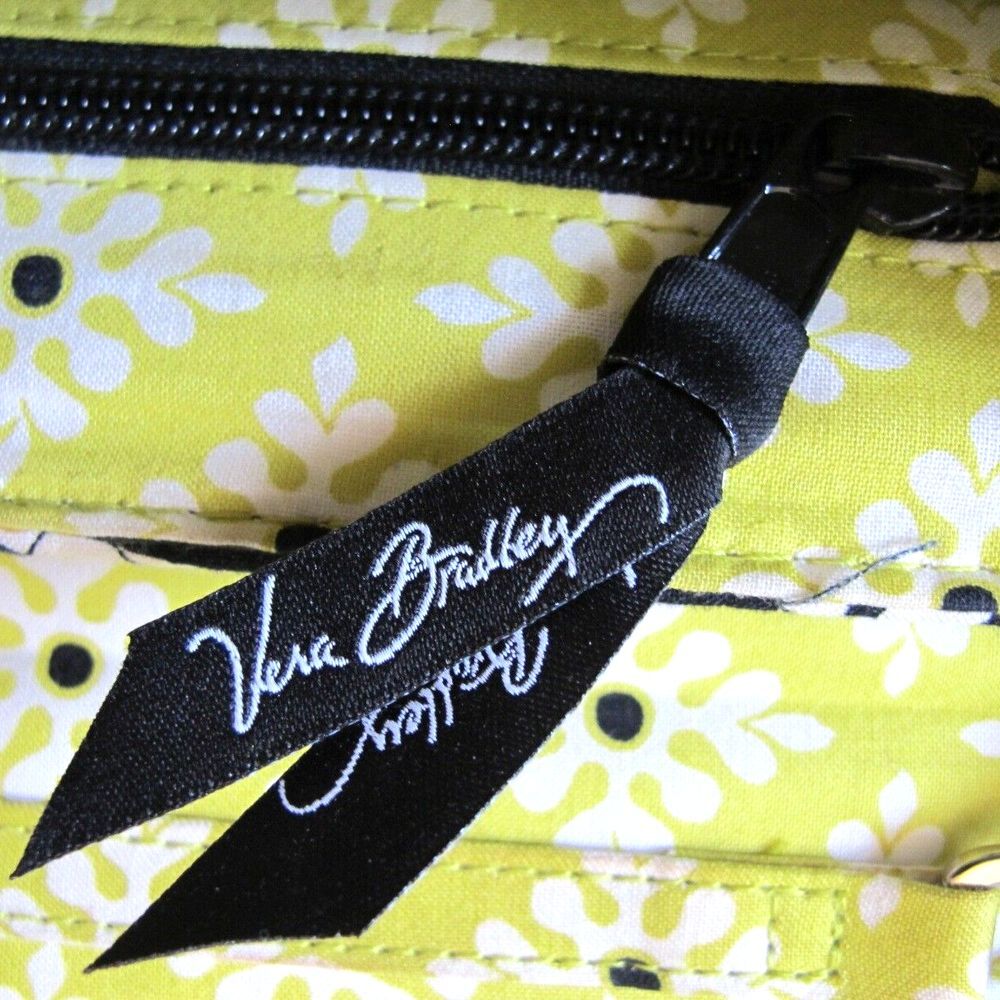 Vera Bradley Quilted Handbag Purse Black Yellow‎ Medium Size - Picture 9 of 13